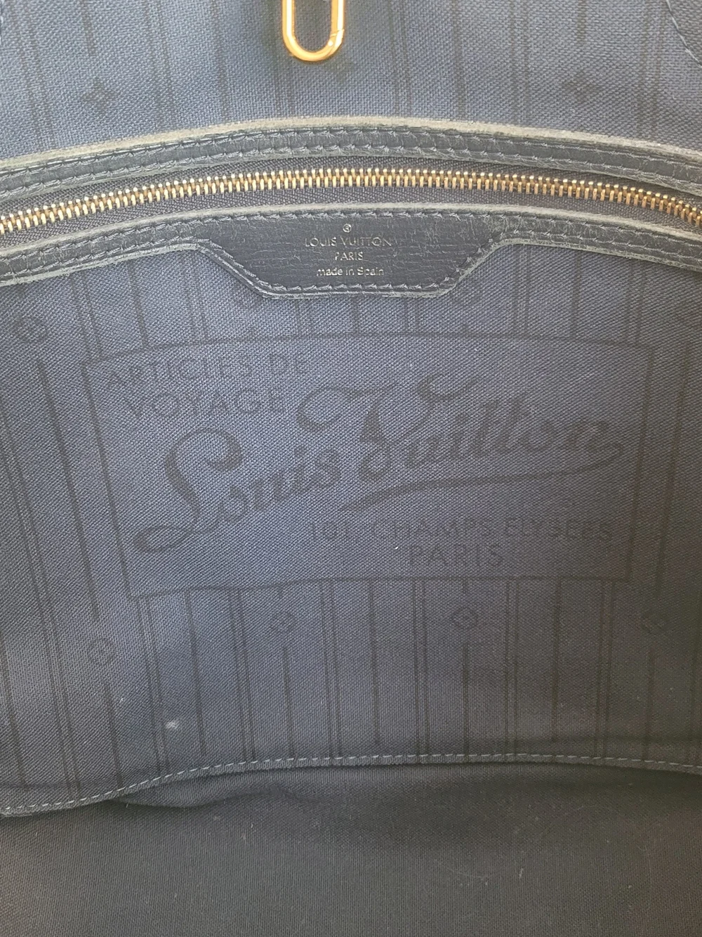 Auth Louis Vuitton M40514 Monogram Idylle Neverfull MM Tote Bag Encre LV